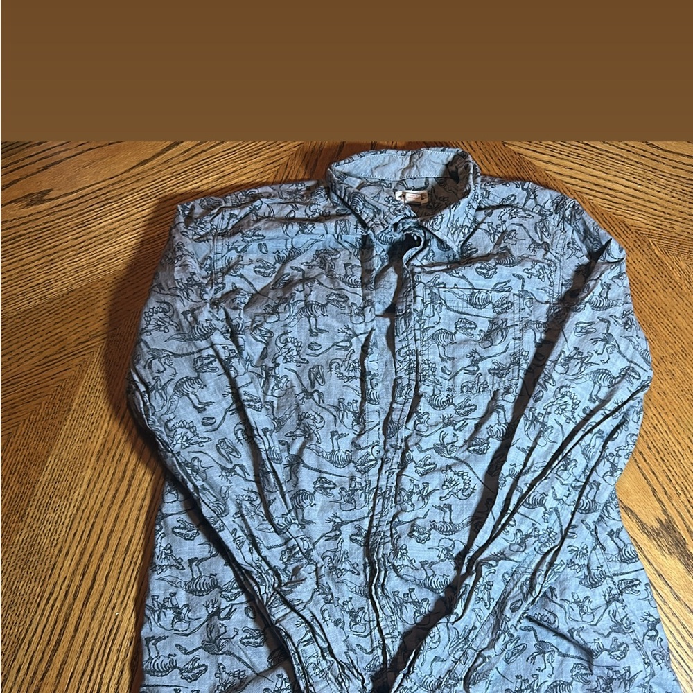 Cat & Jack Blue Patterned Kids Button Down Shirt